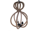 Natural and Black Iron and Rope Three Light Ceiling Light - Homeroots - Flyclothing LLC