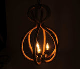 Natural and Black Iron and Rope Three Light Ceiling Light - Homeroots - Flyclothing LLC