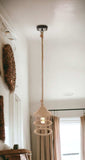 Beige and Black Iron and Rope Ceiling Light - Homeroots - Flyclothing LLC