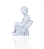 Vintage Look Off White Boy Sitting Statue - Homeroots - Flyclothing LLC