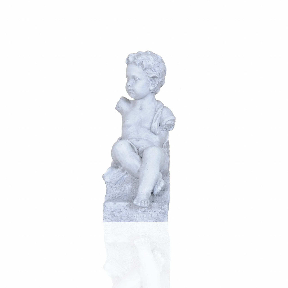 Vintage Look Off White Boy Sitting Statue - Homeroots - Flyclothing LLC