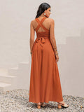 Crisscross Back Smocked Square Neck Maxi Dress - Trendsi - Flyclothing LLC