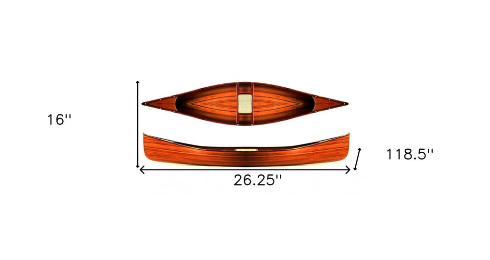 26.25" X 118.5" X 16" Wooden Canoe - Homeroots - Flyclothing LLC