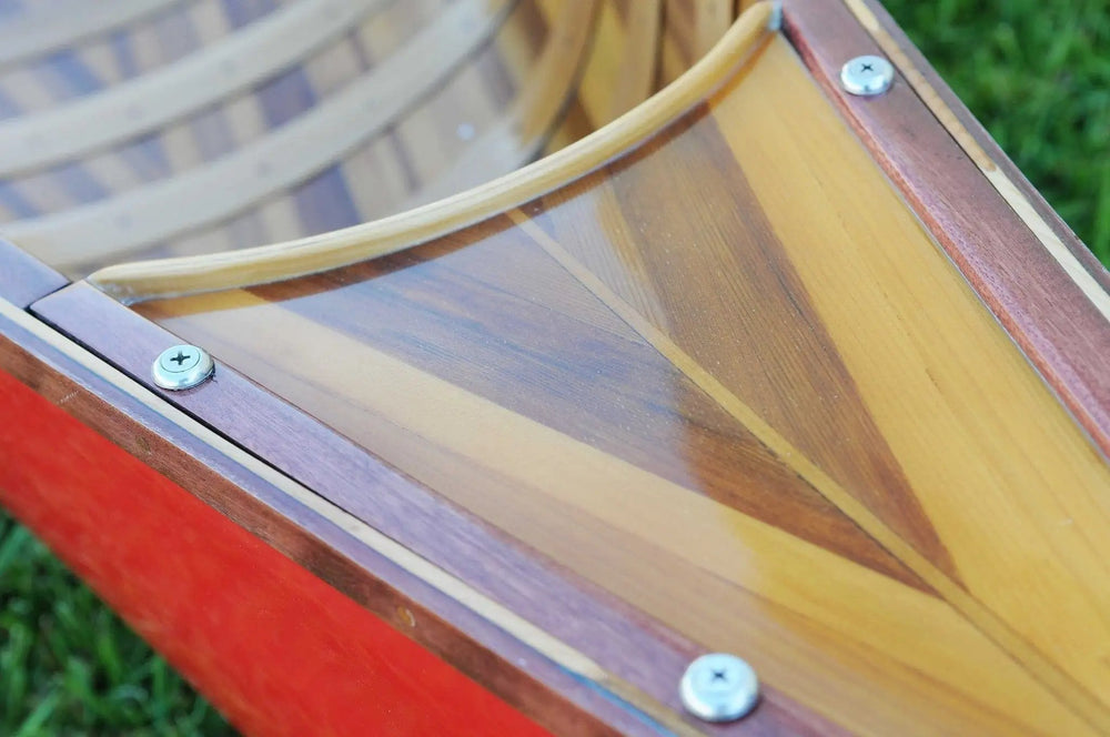26.5" X 117" X 20" Red Wooden Canoe With Ribs Curved Bow - Homeroots - Flyclothing LLC