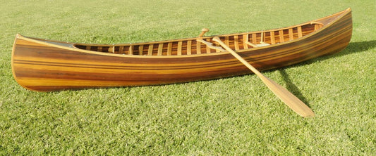 26.25" X 118.5" X 16"  Matte Finish Wooden Canoe With Ribs Curved Bow - Homeroots