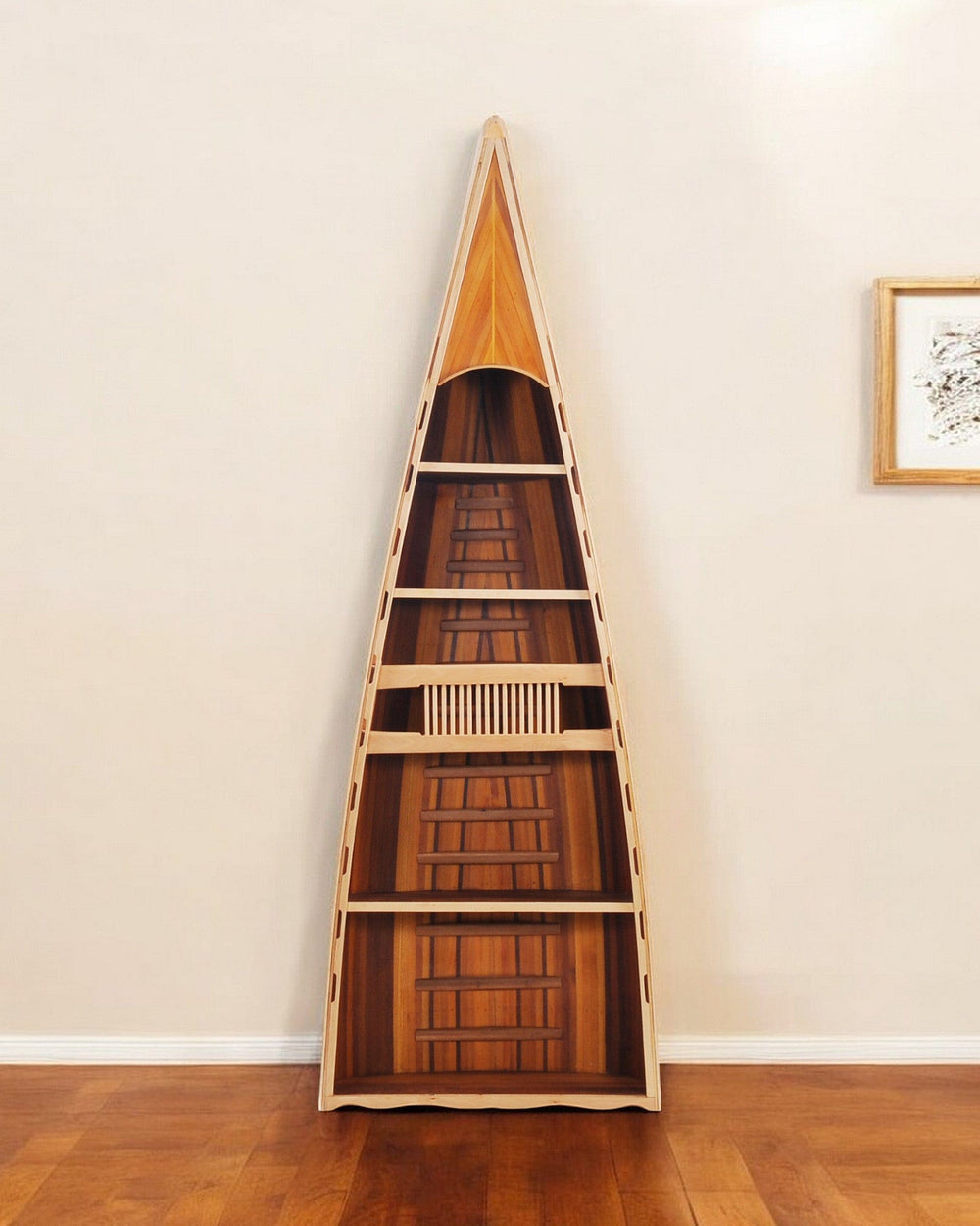 21" Wood Brown Solid Wood Six Tier Boat Bookcase - Homeroots - Flyclothing LLC