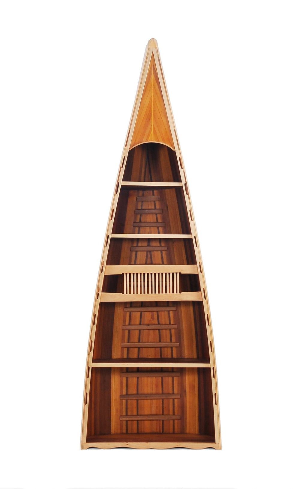 21" Wood Brown Solid Wood Six Tier Boat Bookcase - Homeroots - Flyclothing LLC