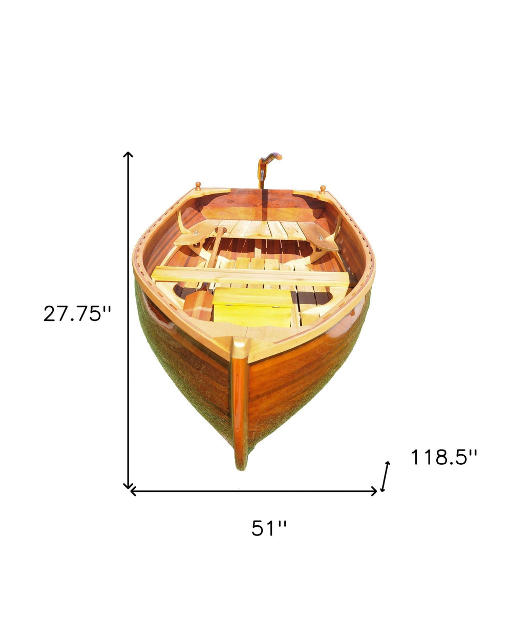 51" X 118.5" X 27.75" Little Bear Wooden Dinghy - Homeroots - Flyclothing LLC