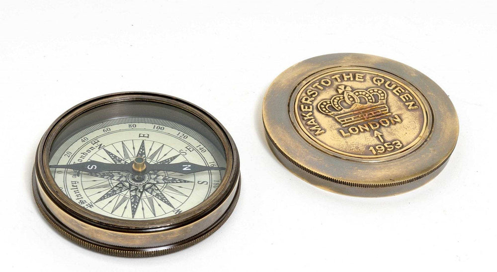 Brass Makers To The Queen Compass With Leather Case - Homeroots - Flyclothing LLC