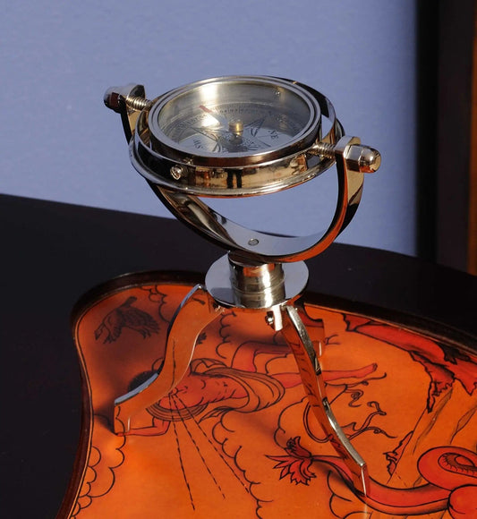 5" X 5" X 8.5" Gimbaled Compass On Tristand - Homeroots