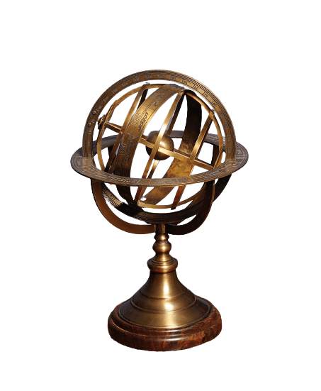 7" X 7" X 11.5" Armillary Sphere On Wood Base - Homeroots