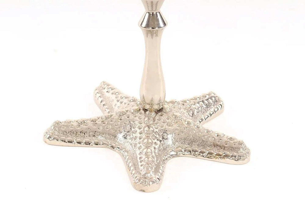 Silver Finish Star Fish Taper Candle Holder - Homeroots - Flyclothing LLC