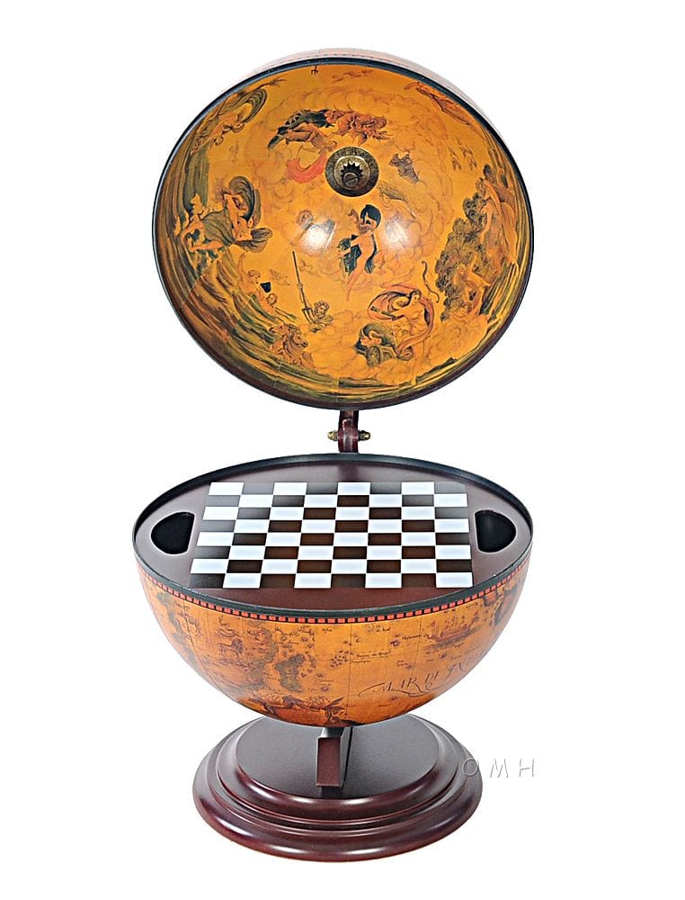 13" X 15" X 19" Red Globe With Chess Holder - Homeroots