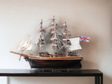 17" Brown Wood and Metal Hand Painted Cutty Sark Model Boat Tabletop Sculpture - Homeroots