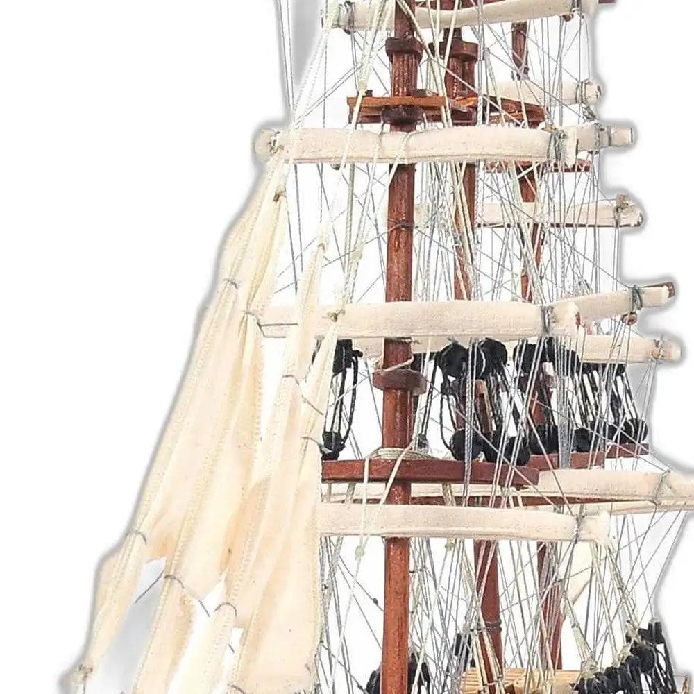 17" Brown Wood and Metal Hand Painted Cutty Sark Model Boat Tabletop Sculpture - Homeroots