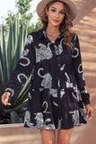 Leopard Collared Neck Long Sleeve Mini Dress - Trendsi - Flyclothing LLC