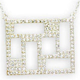 36514 - High-Polished 925 Sterling Silver Necklace with AAA Grade CZ in Clear - Alamode - Flyclothing LLC