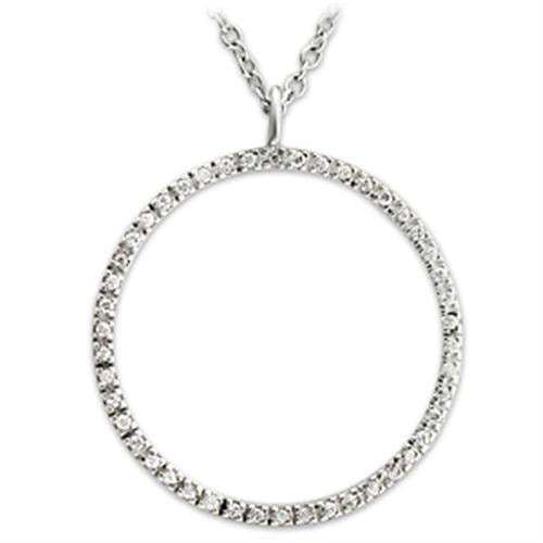 36515 - High-Polished 925 Sterling Silver Pendant with AAA Grade CZ in Clear - Alamode - Flyclothing LLC