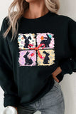 Floral Bunny Plaid Bow Graphic Easter Sweatshirt - Trendsi - Flyclothing LLC