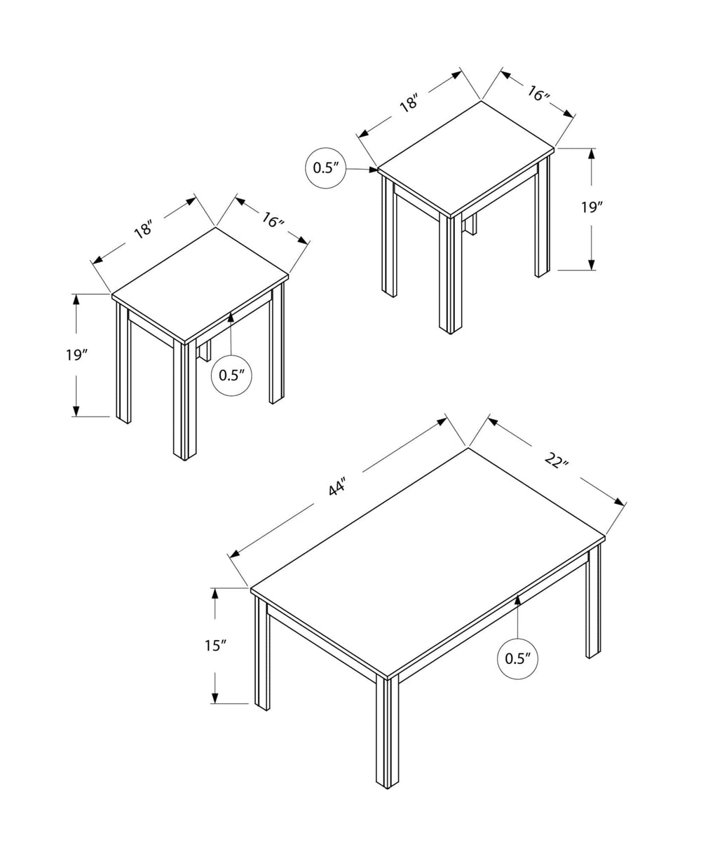 Set of Three 44" Taupe Coffee Table - Homeroots
