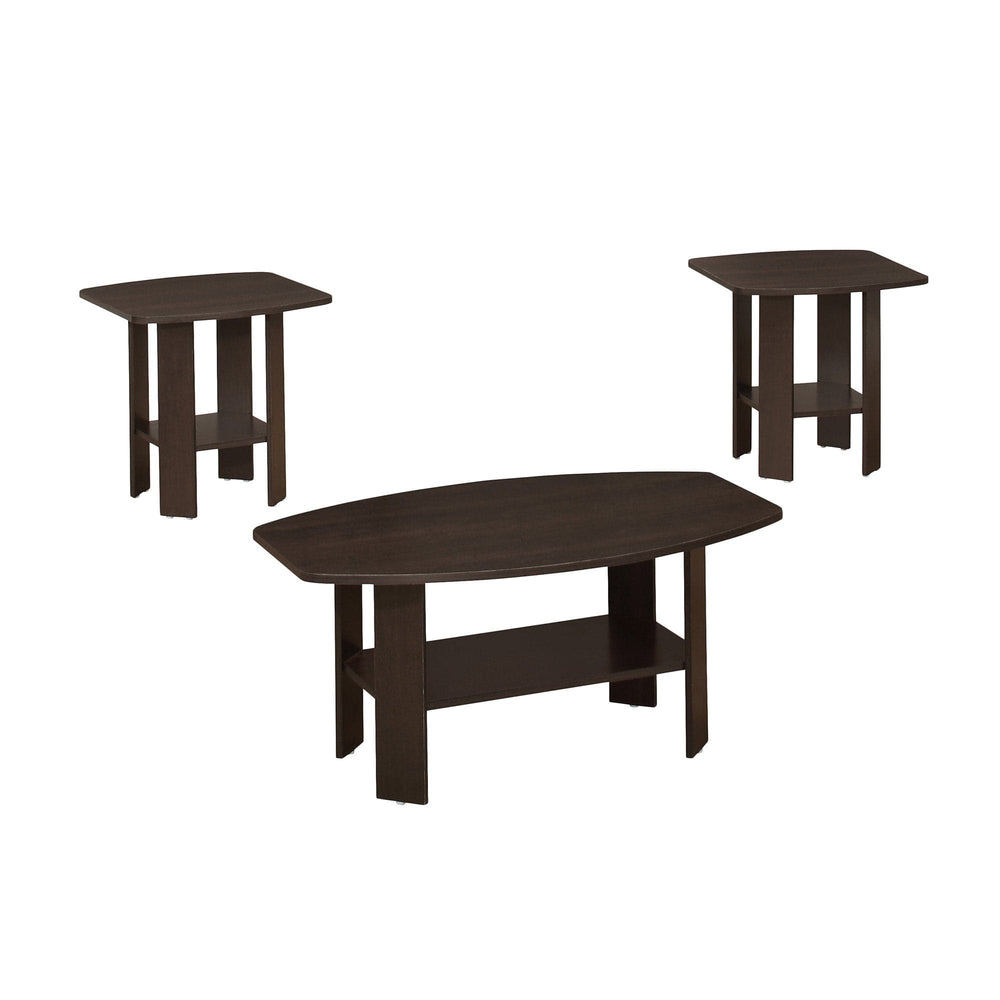 Set of Three 36" Brown Coffee Table With Shelf - Homeroots - Flyclothing LLC