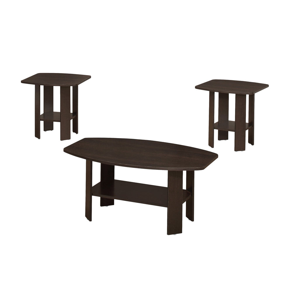 Set of Three 36" Brown Coffee Table With Shelf - Homeroots - Flyclothing LLC