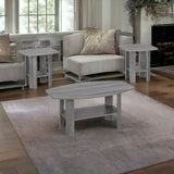 Set of Three 36" Gray Coffee Table With Shelf - Homeroots - Flyclothing LLC