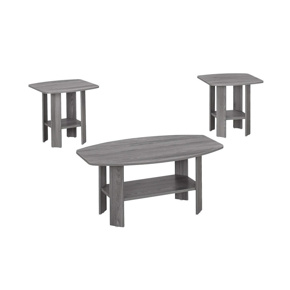 Set of Three 36" Gray Coffee Table With Shelf - Homeroots - Flyclothing LLC