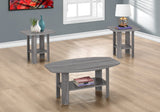 Set of Three 36" Gray Coffee Table With Shelf - Homeroots - Flyclothing LLC
