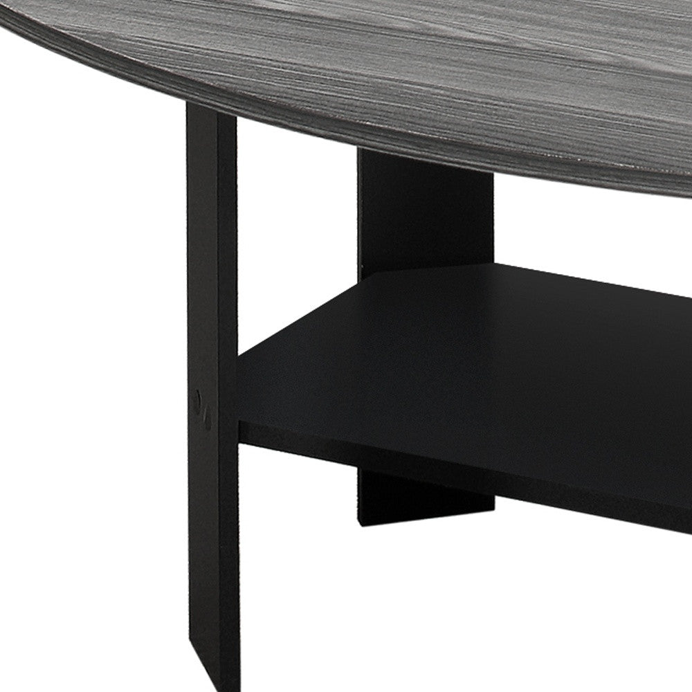 Set of Three 36" Gray And Black Coffee Table With Shelf - Homeroots - Flyclothing LLC