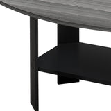 Set of Three 36" Gray And Black Coffee Table With Shelf - Homeroots - Flyclothing LLC