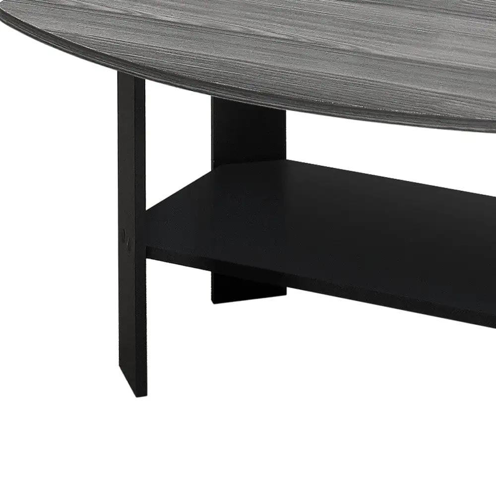 Set of Three 36" Gray And Black Coffee Table With Shelf - Homeroots - Flyclothing LLC