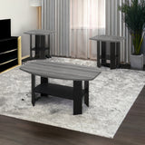 Set of Three 36" Gray And Black Coffee Table With Shelf - Homeroots - Flyclothing LLC