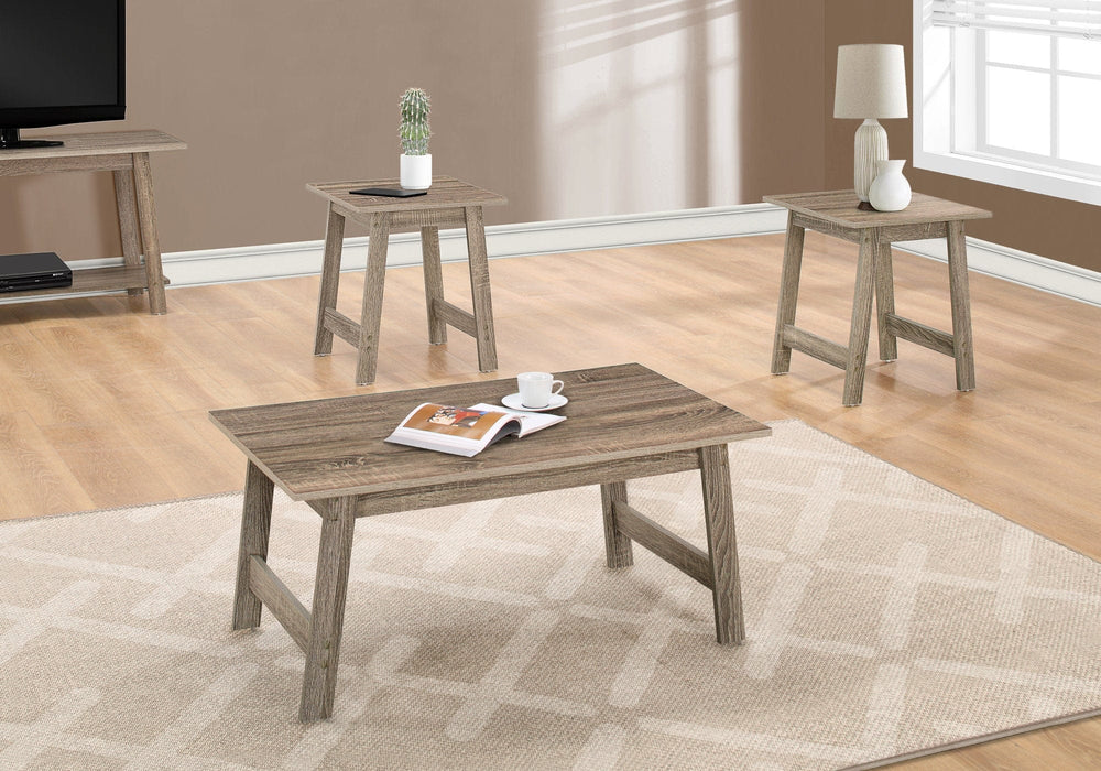 Set of Three 36" Taupe Coffee Table - Homeroots - Flyclothing LLC