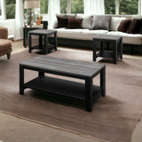 Set of Three 42" Gray And Black Coffee Table With Shelf - Homeroots - Flyclothing LLC