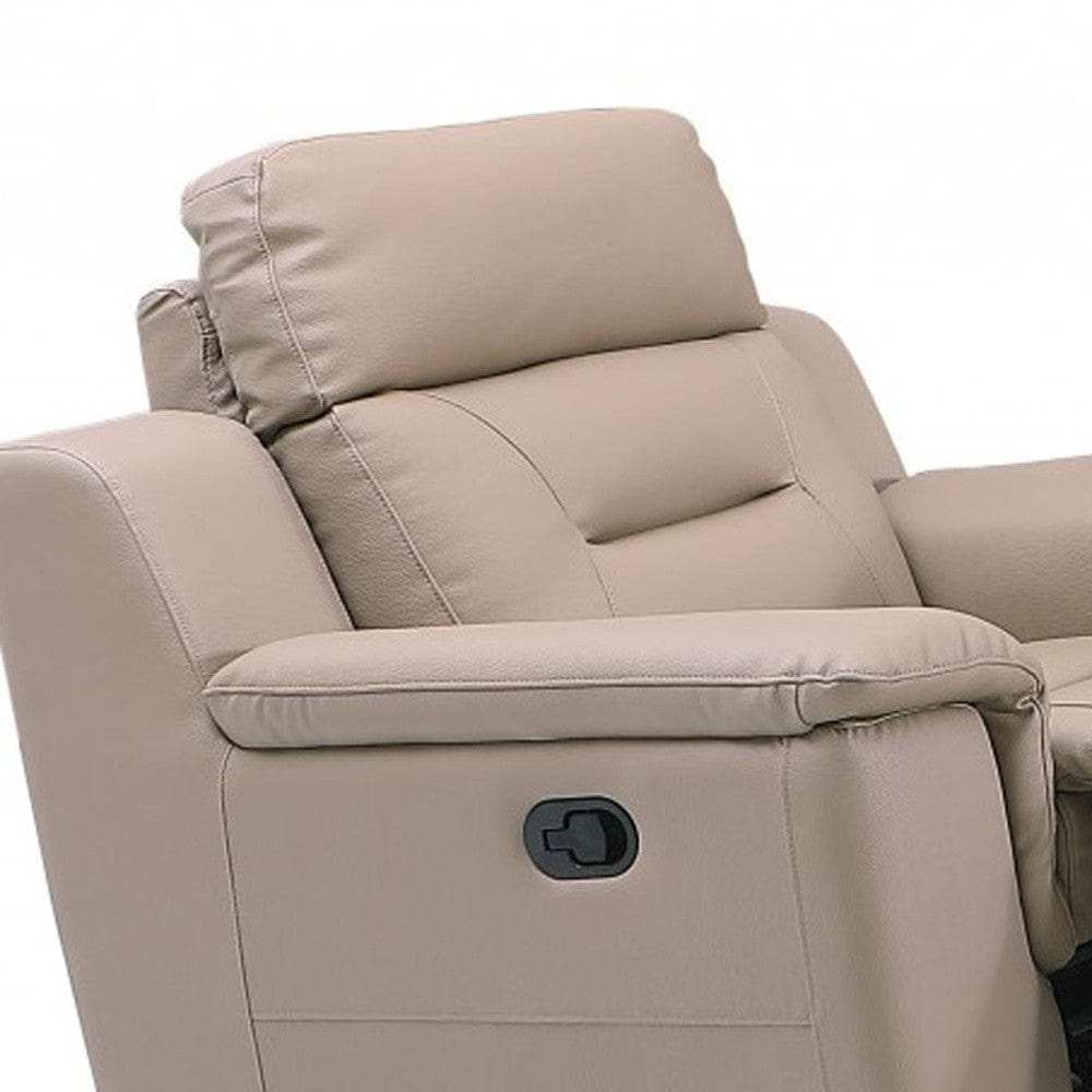 Three Piece Indoor Beige Genuine Leather Five Person Seating Set - Homeroots - Flyclothing LLC