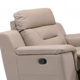 Three Piece Indoor Beige Genuine Leather Five Person Seating Set - Homeroots - Flyclothing LLC