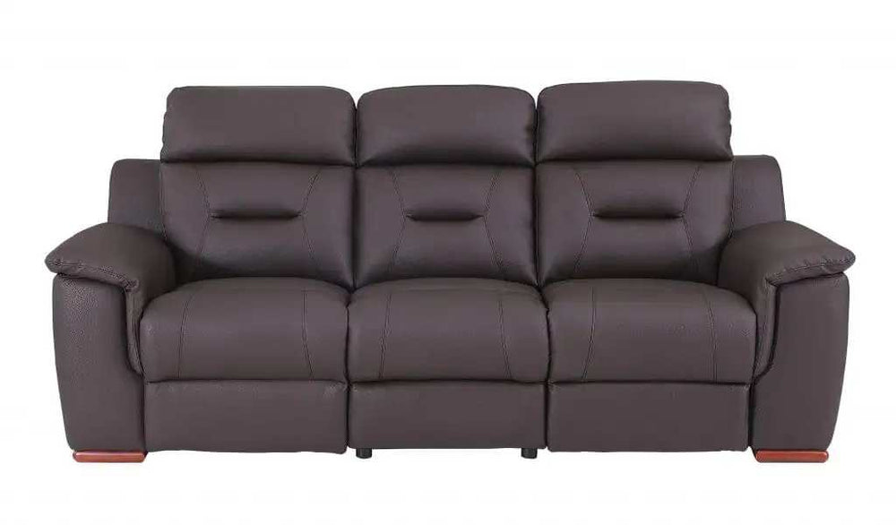 Three Piece Indoor Brown Genuine Leather Five Person Seating Set - Homeroots - Flyclothing LLC