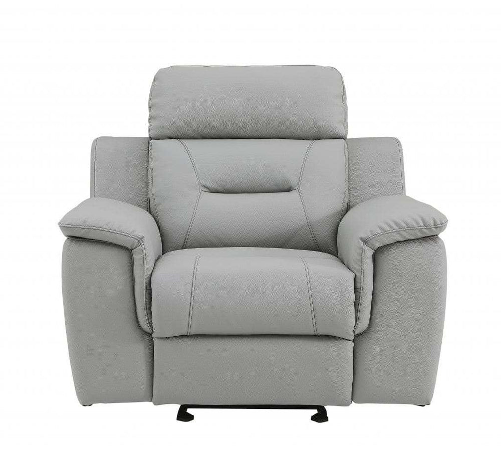 Three Piece Indoor Gray Genuine Leather Five Person Seating Set - Homeroots - Flyclothing LLC