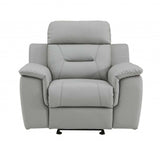 Three Piece Indoor Gray Genuine Leather Five Person Seating Set - Homeroots - Flyclothing LLC