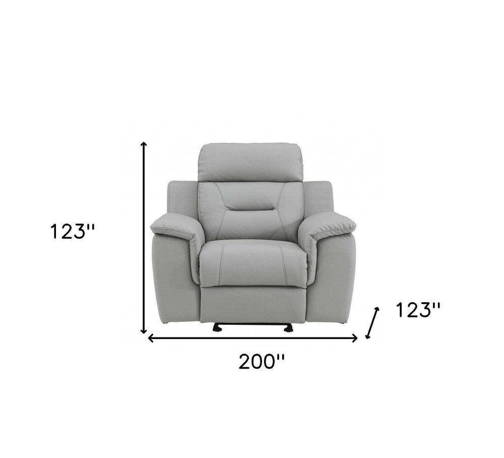 Three Piece Indoor Gray Genuine Leather Five Person Seating Set - Homeroots - Flyclothing LLC