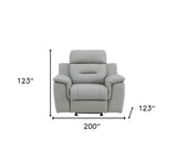 Three Piece Indoor Gray Genuine Leather Five Person Seating Set - Homeroots - Flyclothing LLC