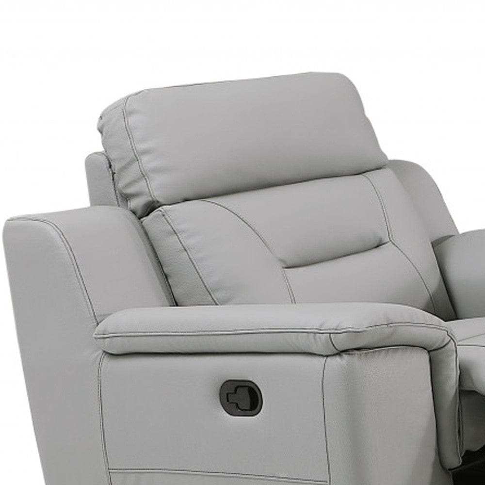 Three Piece Indoor Gray Genuine Leather Five Person Seating Set - Homeroots - Flyclothing LLC