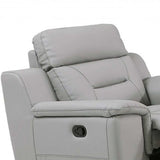 Three Piece Indoor Gray Genuine Leather Five Person Seating Set - Homeroots - Flyclothing LLC