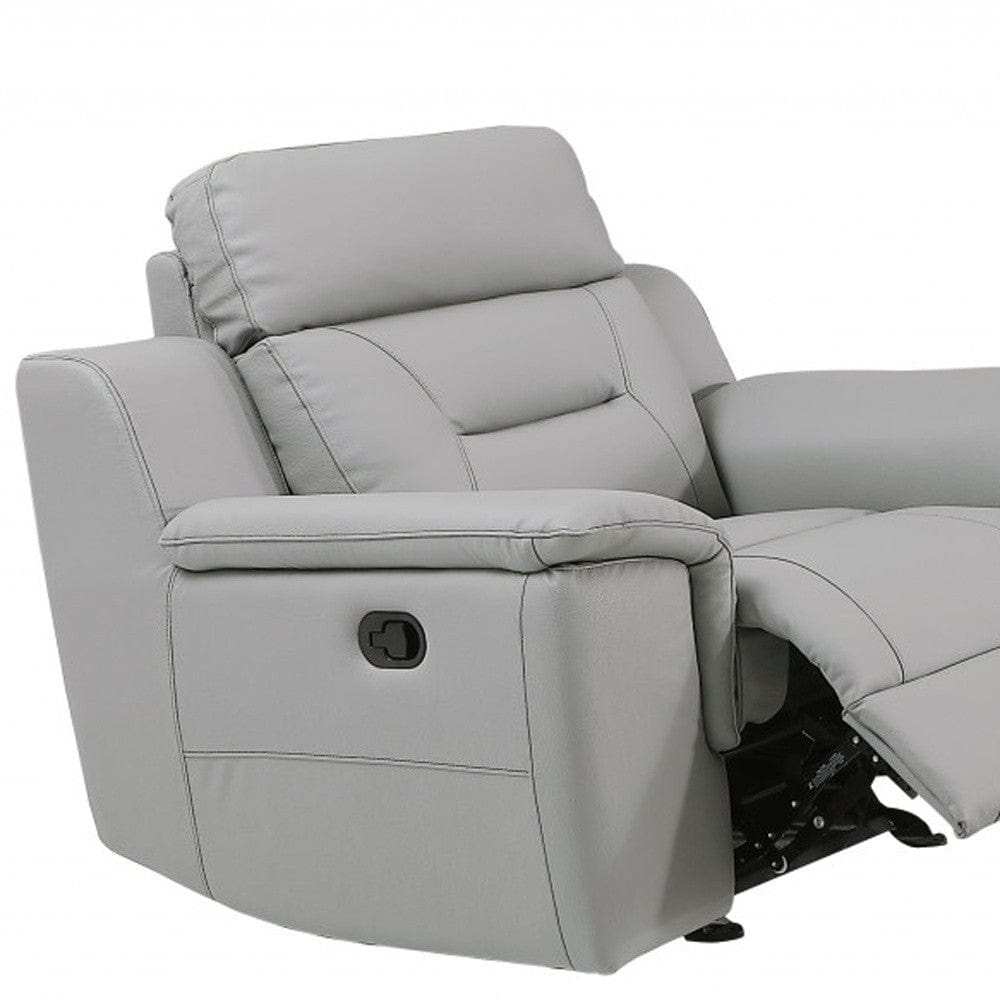Three Piece Indoor Gray Genuine Leather Five Person Seating Set - Homeroots - Flyclothing LLC