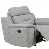 Three Piece Indoor Gray Genuine Leather Five Person Seating Set - Homeroots - Flyclothing LLC