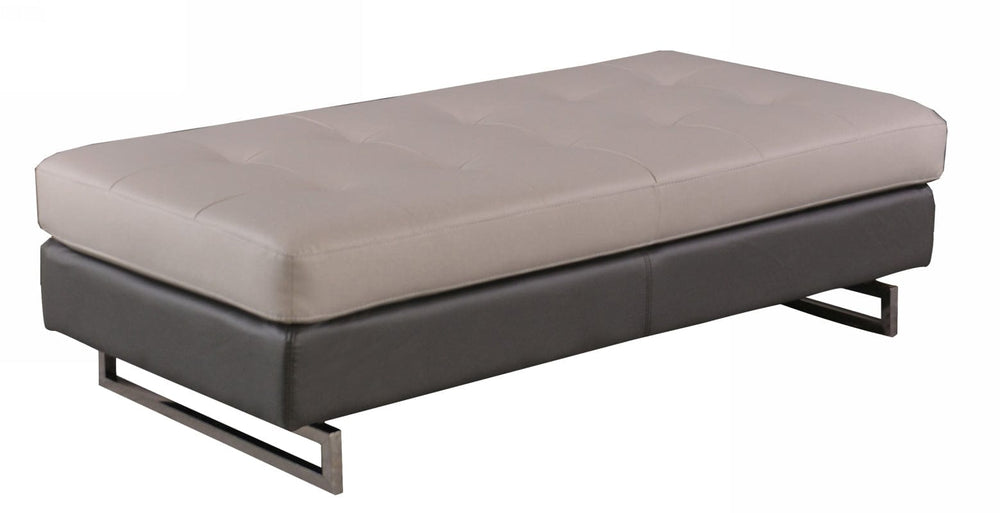 63" Taupe Faux Leather And Silver Ottoman - Homeroots - Flyclothing LLC