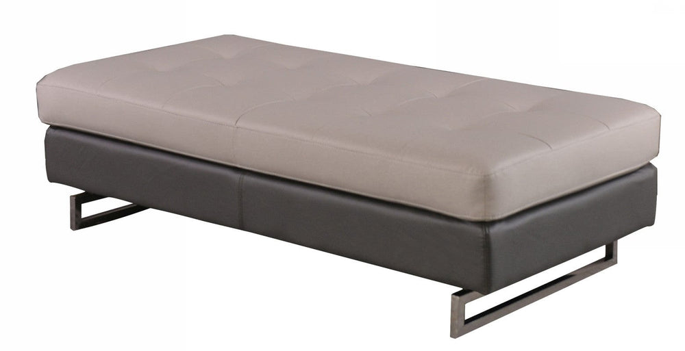63" Taupe Faux Leather And Silver Ottoman - Homeroots - Flyclothing LLC