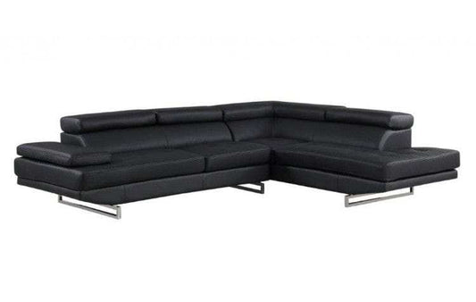 Black Leather L Shaped Two Piece Corner Sectional - Homeroots - Flyclothing LLC