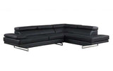 Black Leather L Shaped Two Piece Corner Sectional - Homeroots - Flyclothing LLC